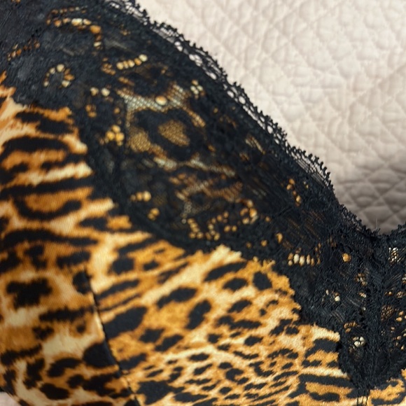 Ambrielle leopard satin black lace Lightly Lined balconette Bra - Picture 3 of 6